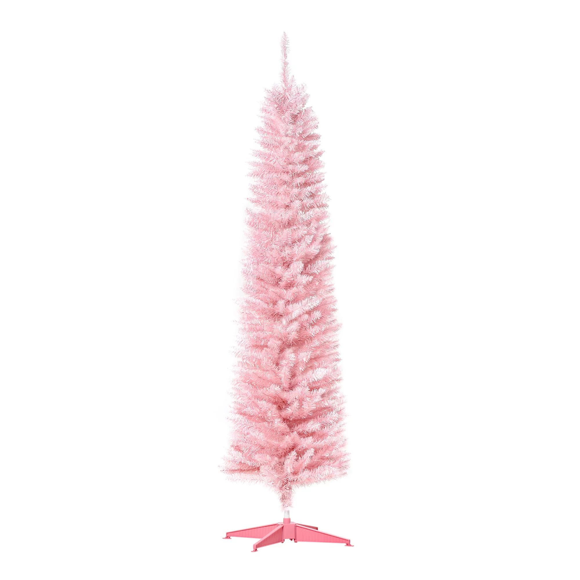 HOMCOM Unlit Slim Noble Fir Hinged Artificial Christmas Tree with Realistic Plastic Branches and ... | Walmart (US)