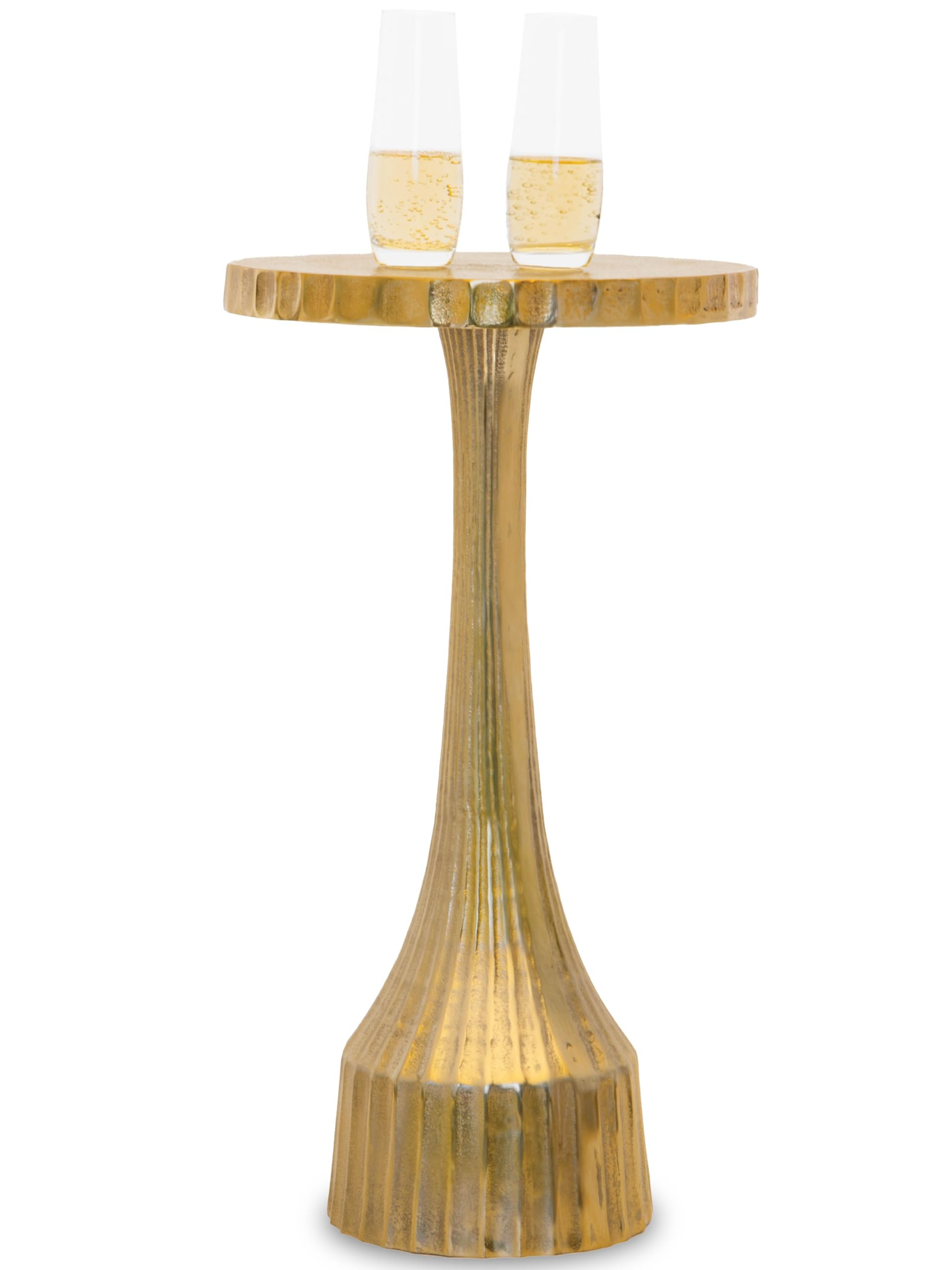 OBJET D'ART Small Round Gold End Table, Cyrus, 22'' Height, Vintage Metal Accent, Side, Pedestal, Cocktail, and Drink Tables for Living Room and Small Spaces | Amazon (US)