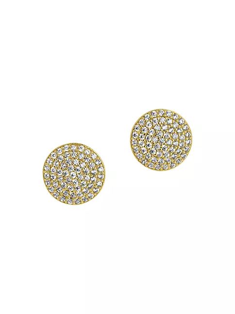 Petit Pavé 22K-Gold-Plated & Cubic Zirconia Stud Earrings | Saks Fifth Avenue