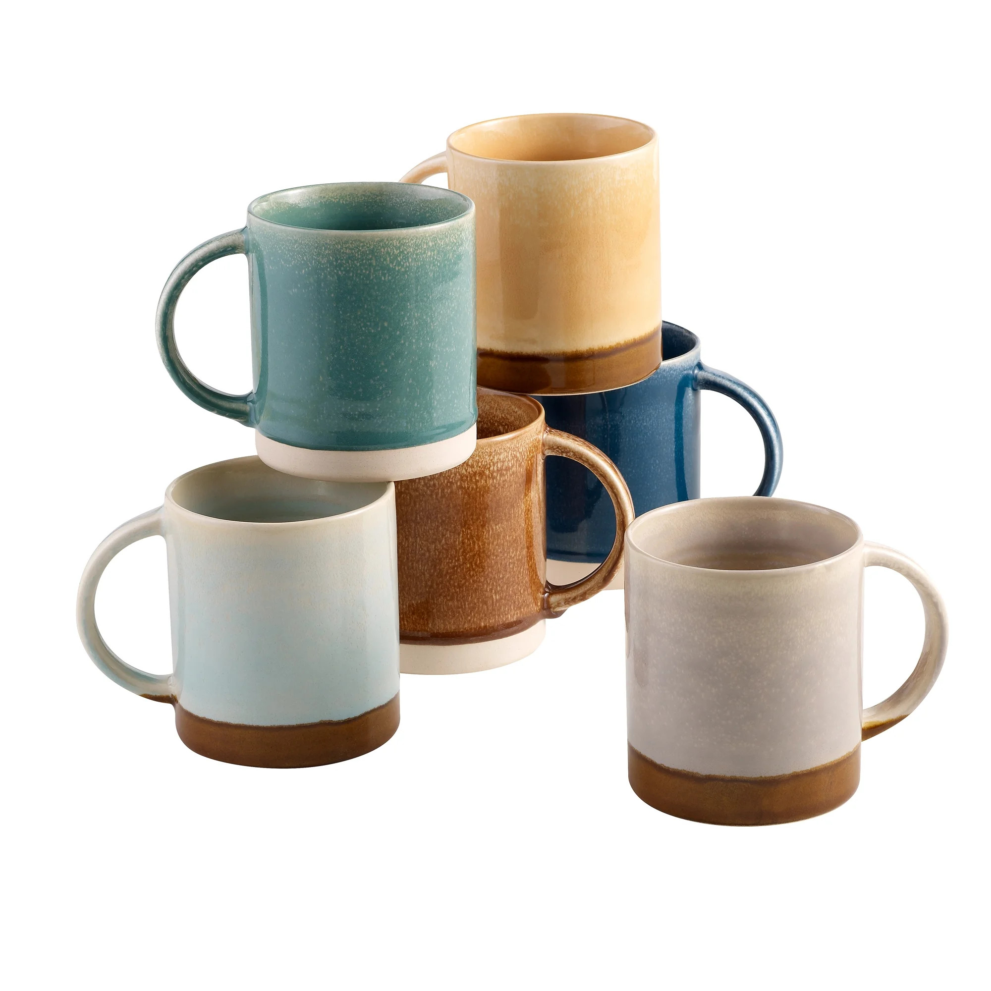 Woven Paths Clifton Ridge Stoneware Mugs, Set of 6 - Walmart.com | Walmart (US)