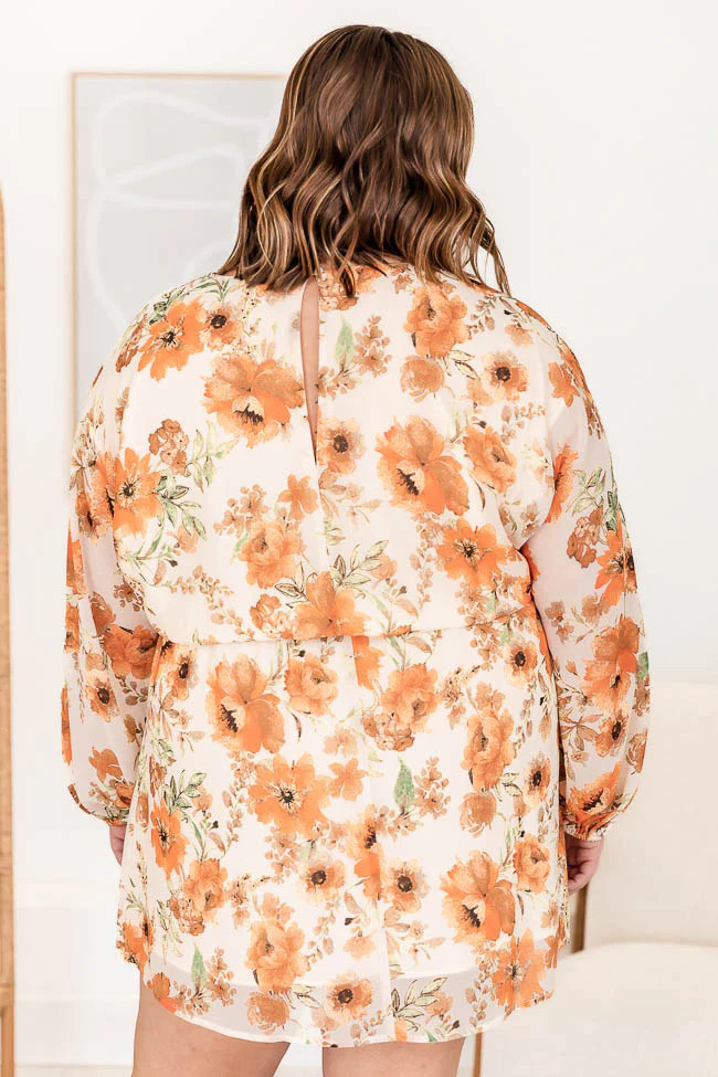 Forever After All Orange Floral Belted Mini Dress | Pink Lily