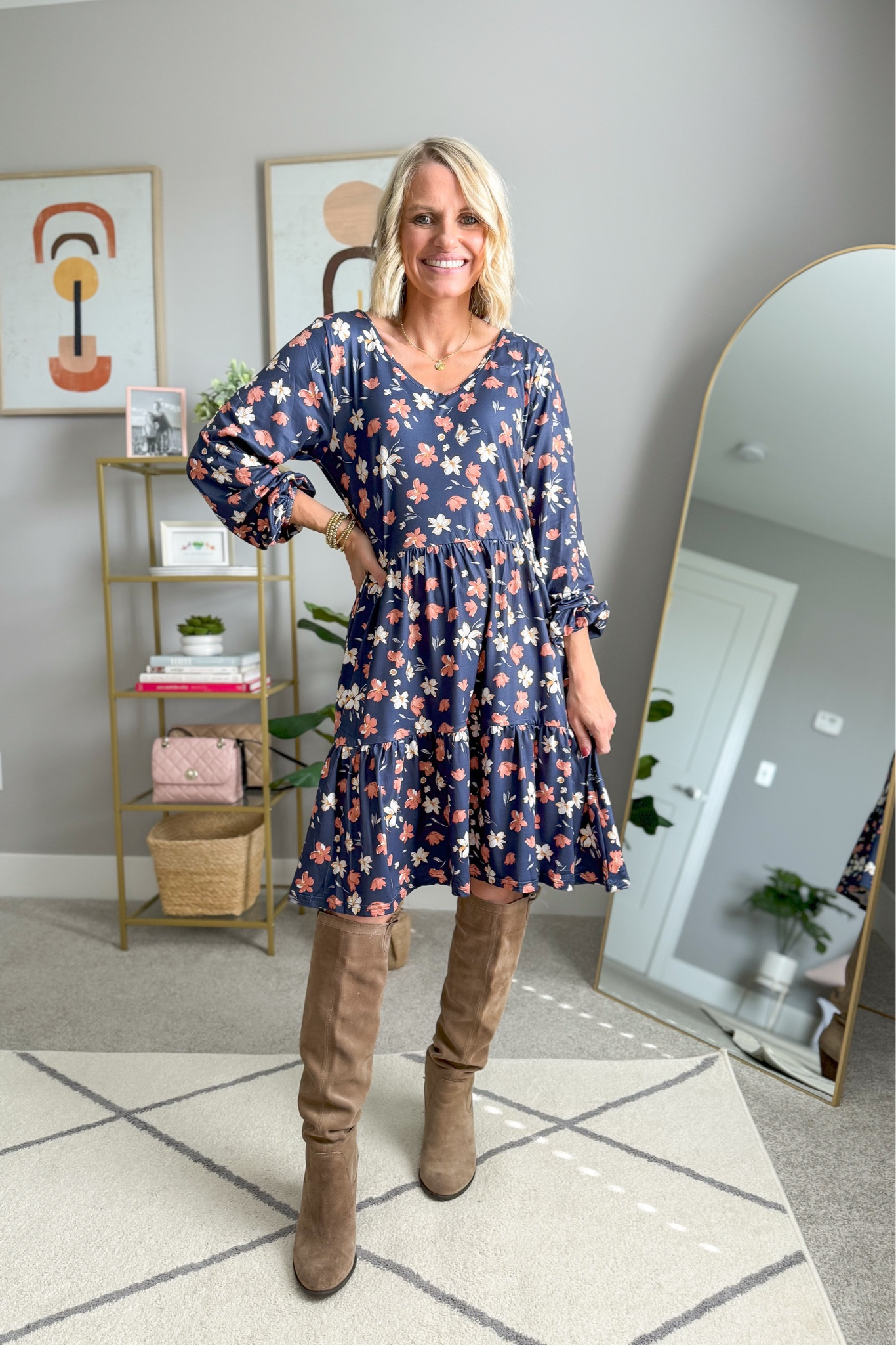 This dress would look so cute worn as a Thanksgiving outfit! Dress- small || Boots- thrifted, linked similar 

#LTKStyleTip #LTKFindsUnder100 #LTKHoliday