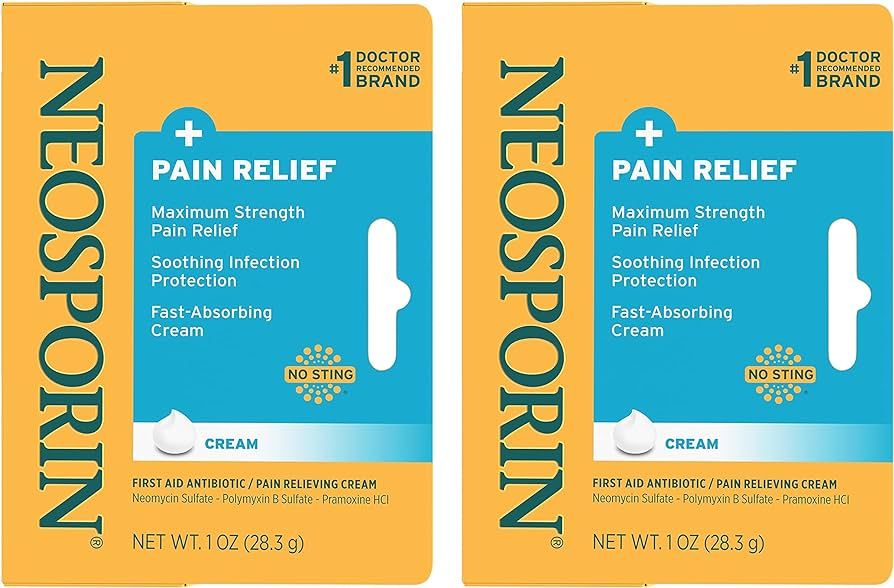 Neosporin + Maximum-Strength Pain Relief Dual Action Cream, First Aid Topical Antibiotic & Analge... | Amazon (US)