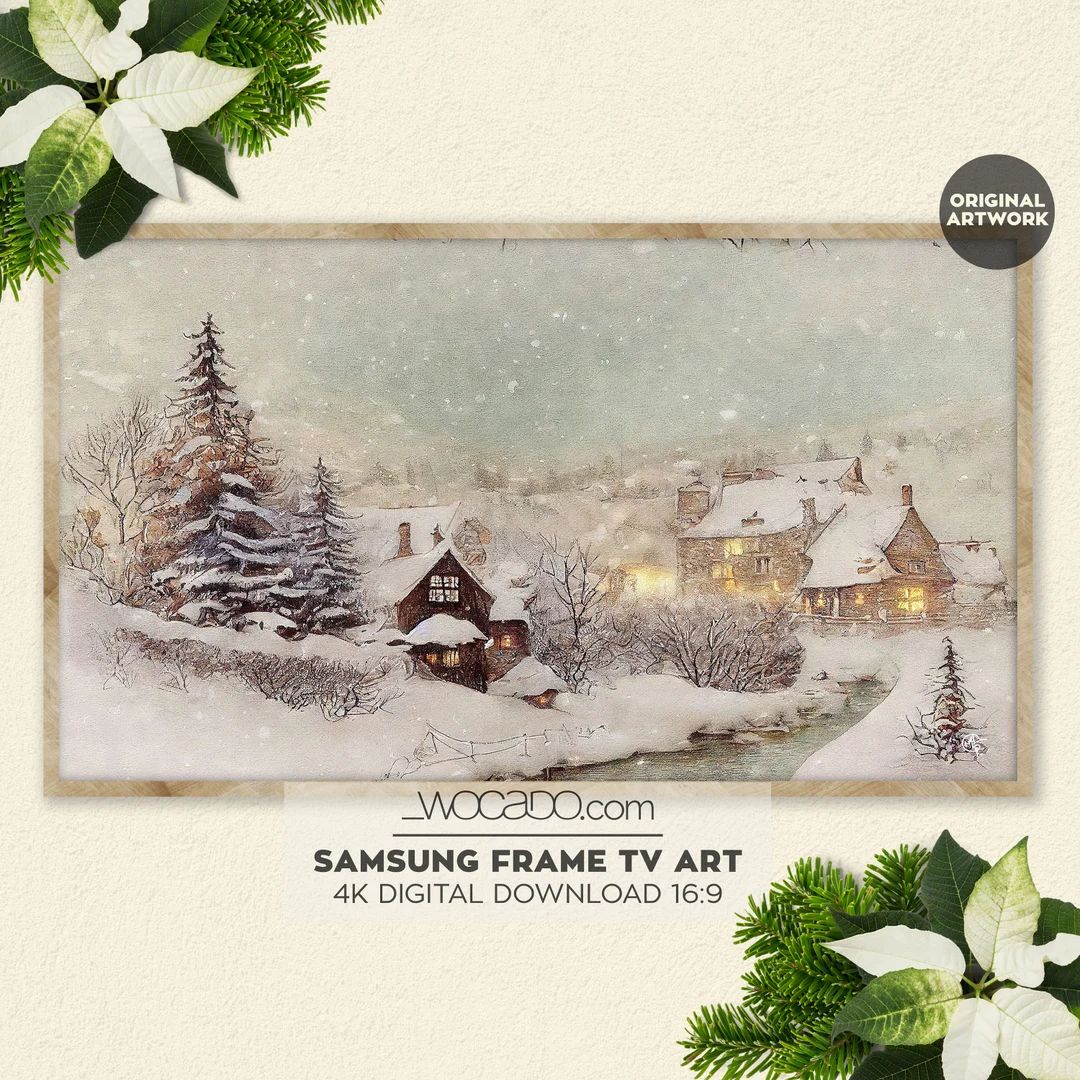 Christmas Village Samsung Frame TV Art  Vintage Holiday Scene - Etsy | Etsy (US)