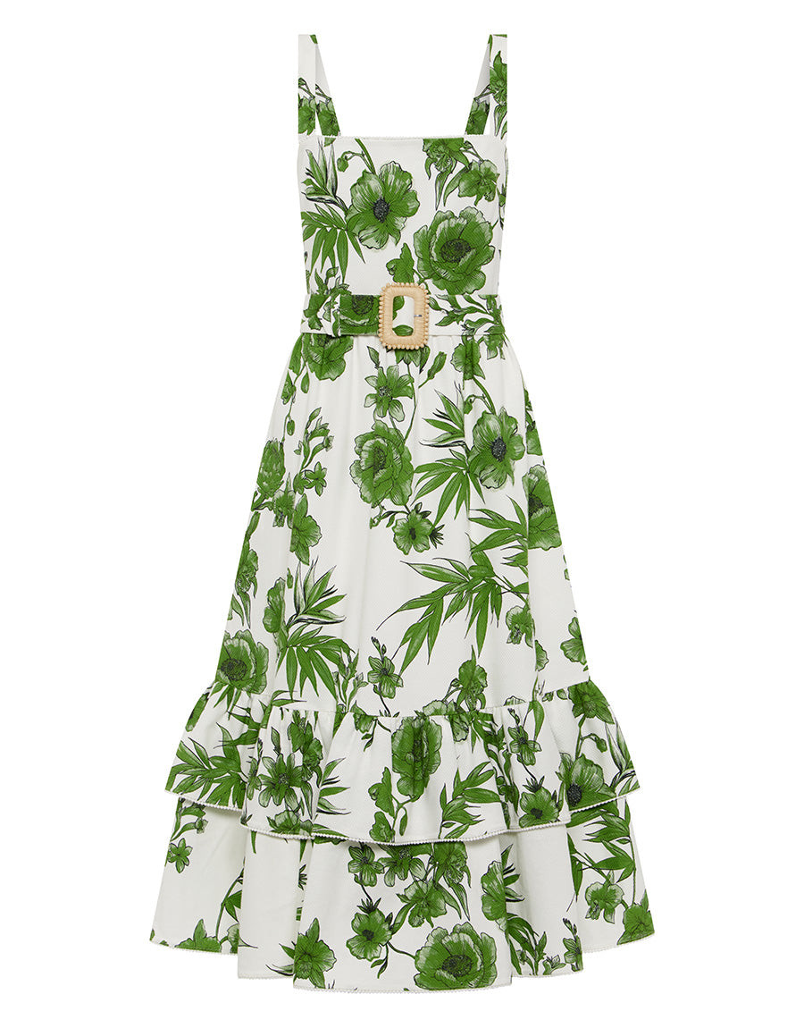 Dani Pique Midi Dress in Antigua Green | Over The Moon