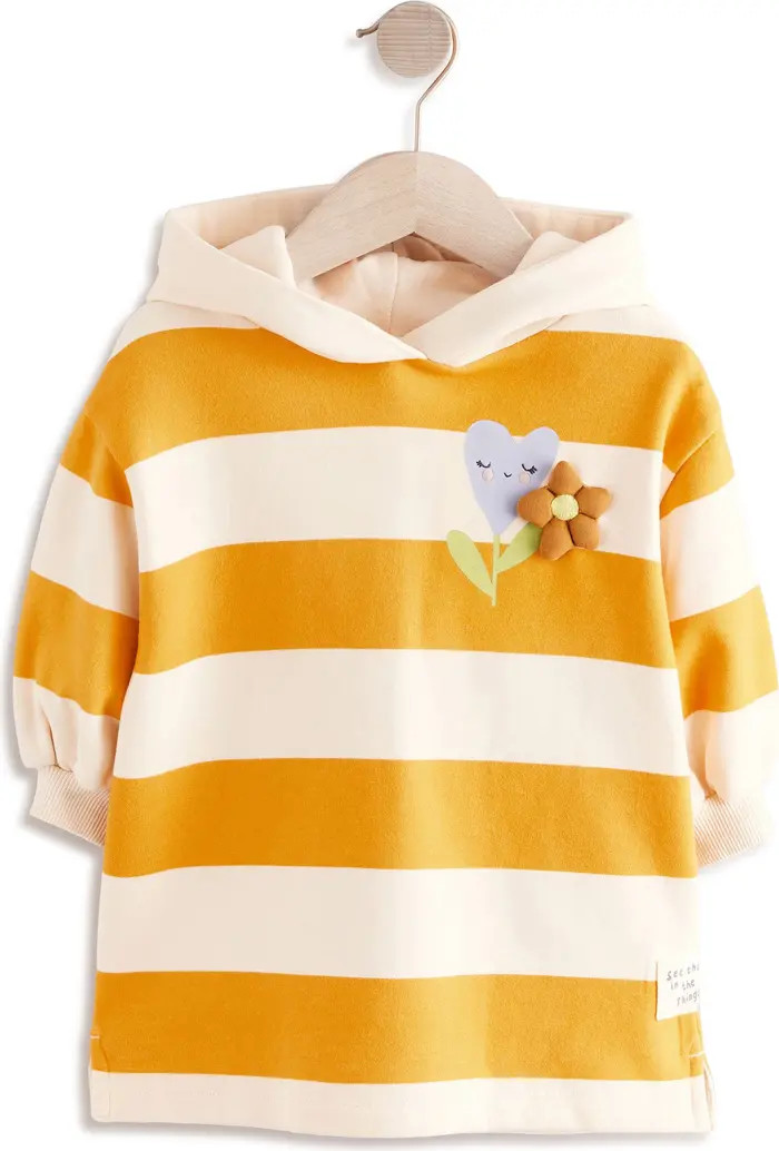 Kids' Stripe Hooded Long Sleeve Sweatshirt Dress | Nordstrom