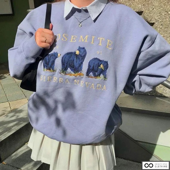 Sierra Nevada Sweatshirt, Bear Embroidered Sweatshirt, Vintage Yosemite Pullover, Oversize Sweats... | Etsy (US)