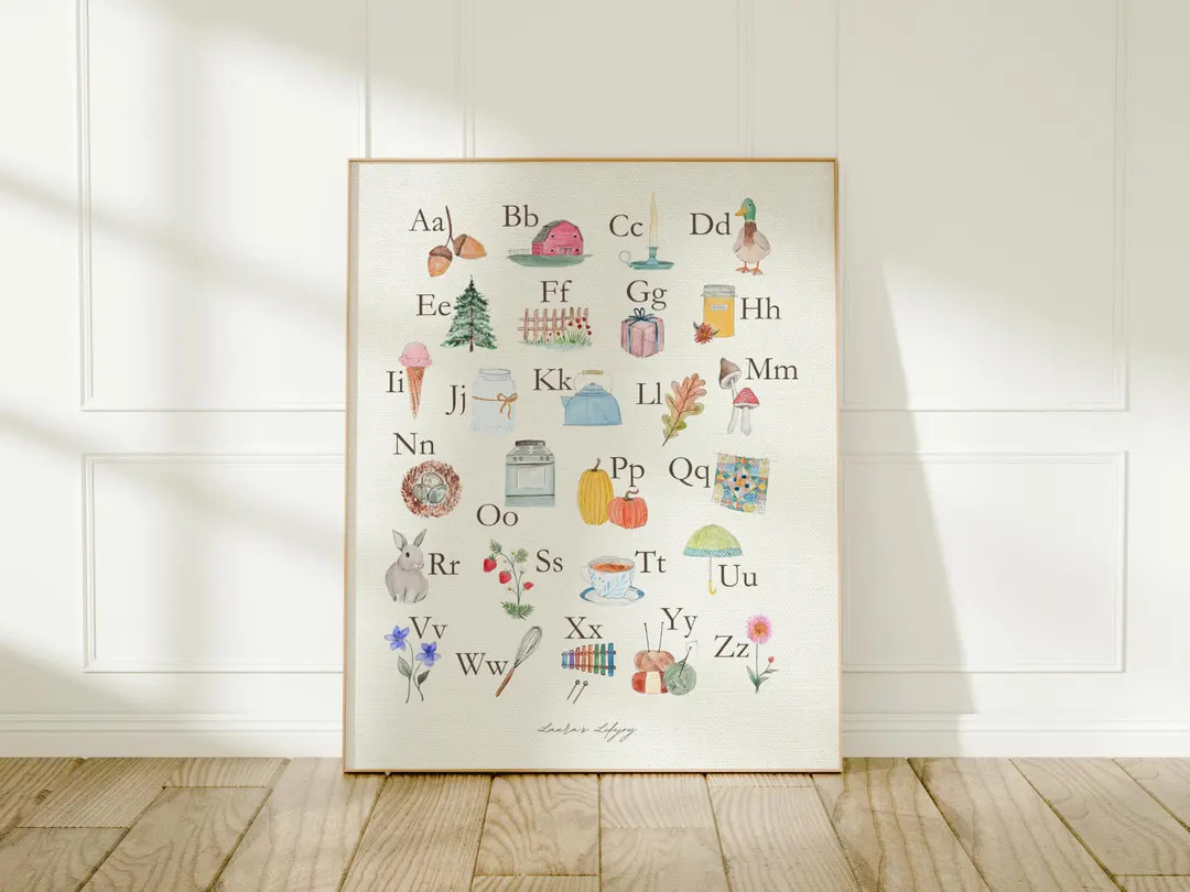 Watercolor Alphabet Poster: Educational ABC Chart, Playroom Decor (8x10) - Etsy | Etsy (US)