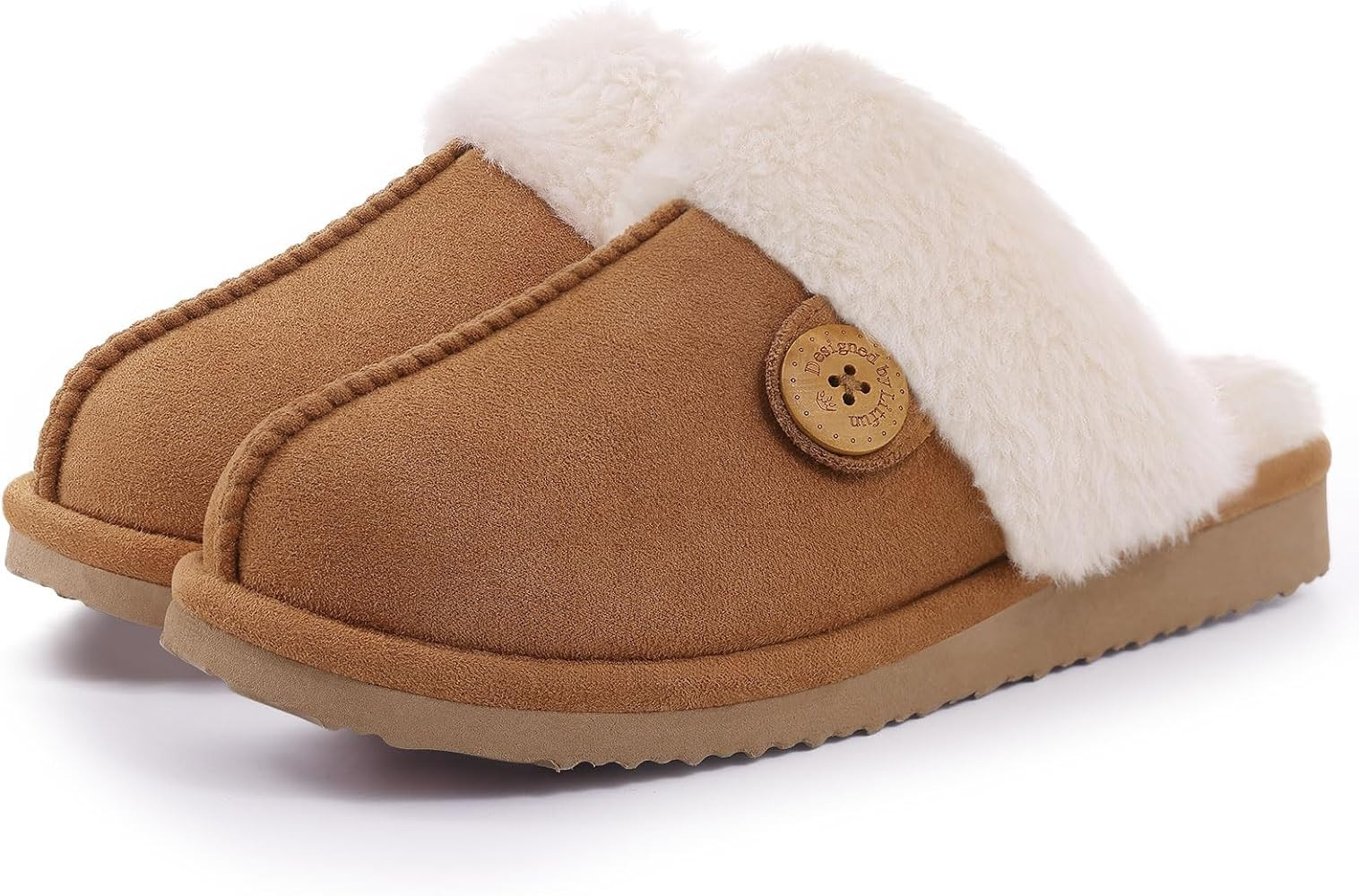 Litfun Fuzzy Slippers for Women with Memory Foam Winter Fluffy House Shoes Indoor Outdoor | Amazon (US)