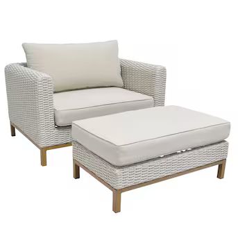 Origin 21 Veda springs 2-Piece Wicker Patio Conversation Set with Off-white Cushions | Lowe's