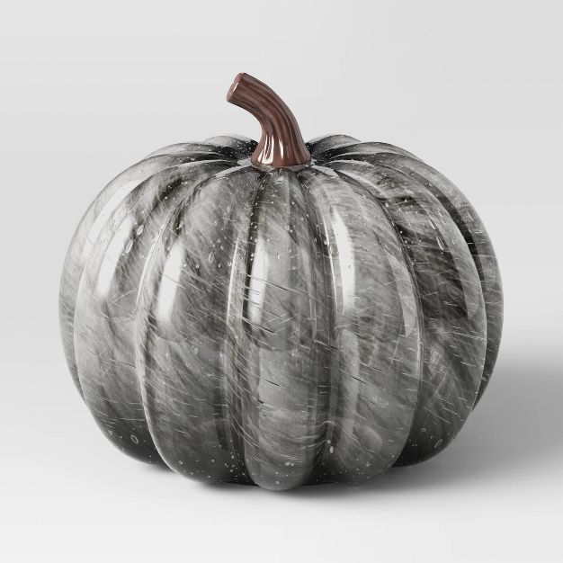 Large Halloween Ceramic Marble Glass Pumpkin Black - Threshold&#8482; | Target