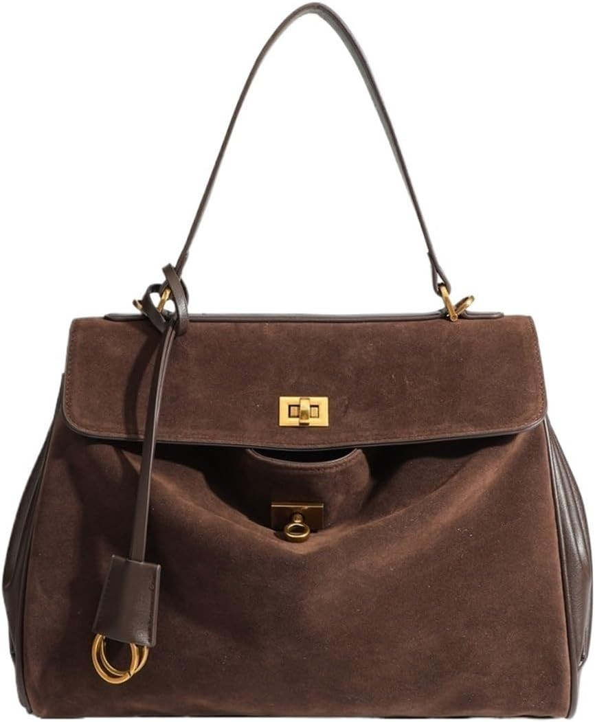 Autumn Women's Retro Tote Bag Suede Leather Large Capacity Shoulder Vintage Handbag For Daily Work Travel | Amazon (US)