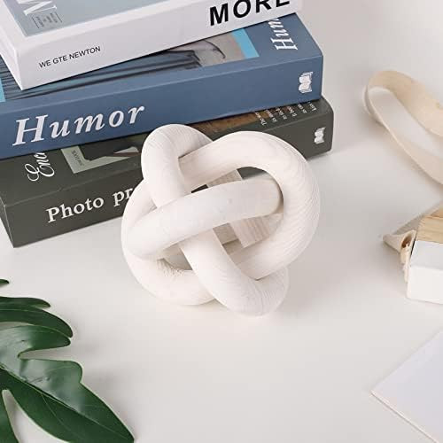 Wood Chain Link Decor 3-Link,URMAGIC 6 Inch Dia Wood Knot Decor,White/Wood Color Hand Carved Decorat | Amazon (UK)