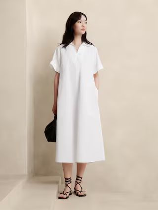 Tab Poplin Midi Dress | Banana Republic Factory