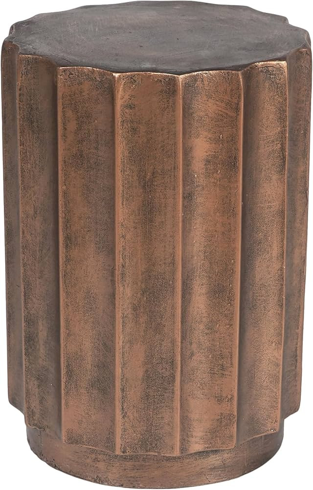LuxenHome 18" Fiber Stone Outdoor Side Table, Bronze Finish Garden End Table, Round Porch Poolsid... | Amazon (US)