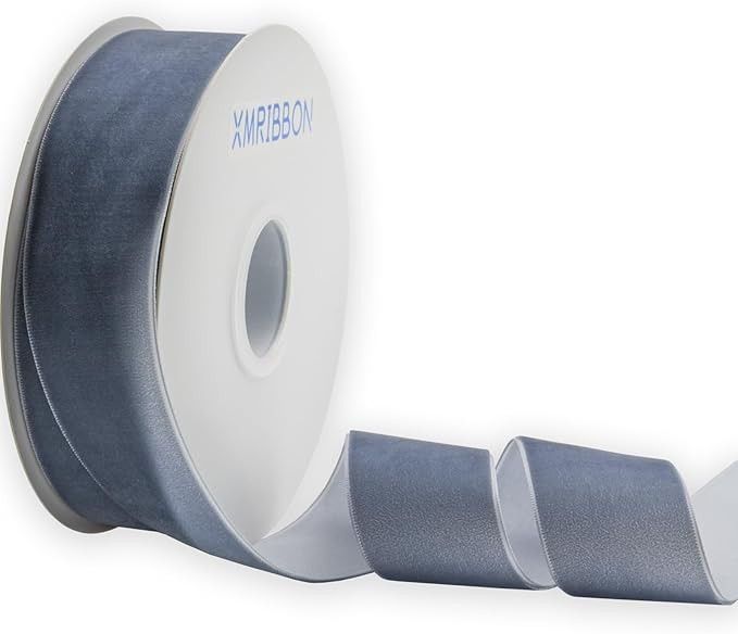 Dusty Blue Velvet Ribbon Single Sided,1 1/2 Inch by 10 Yards Spool | Amazon (US)