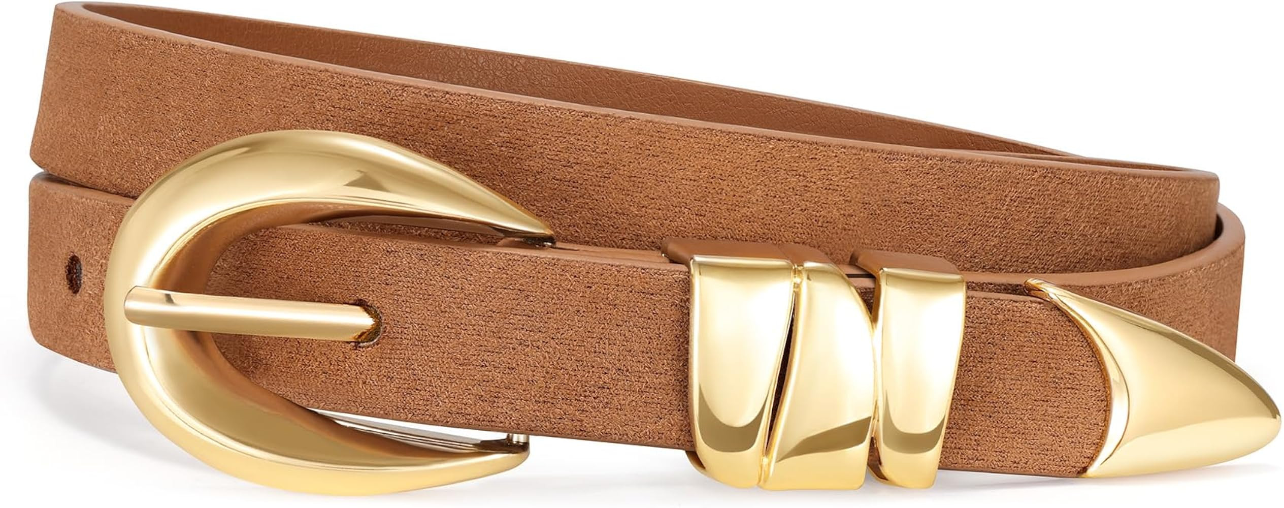 XZQTIVE Women's Skinny Leather Belts Ladies Thin Waist Belts for Jeans Dress Pants Trendy Black B... | Amazon (US)