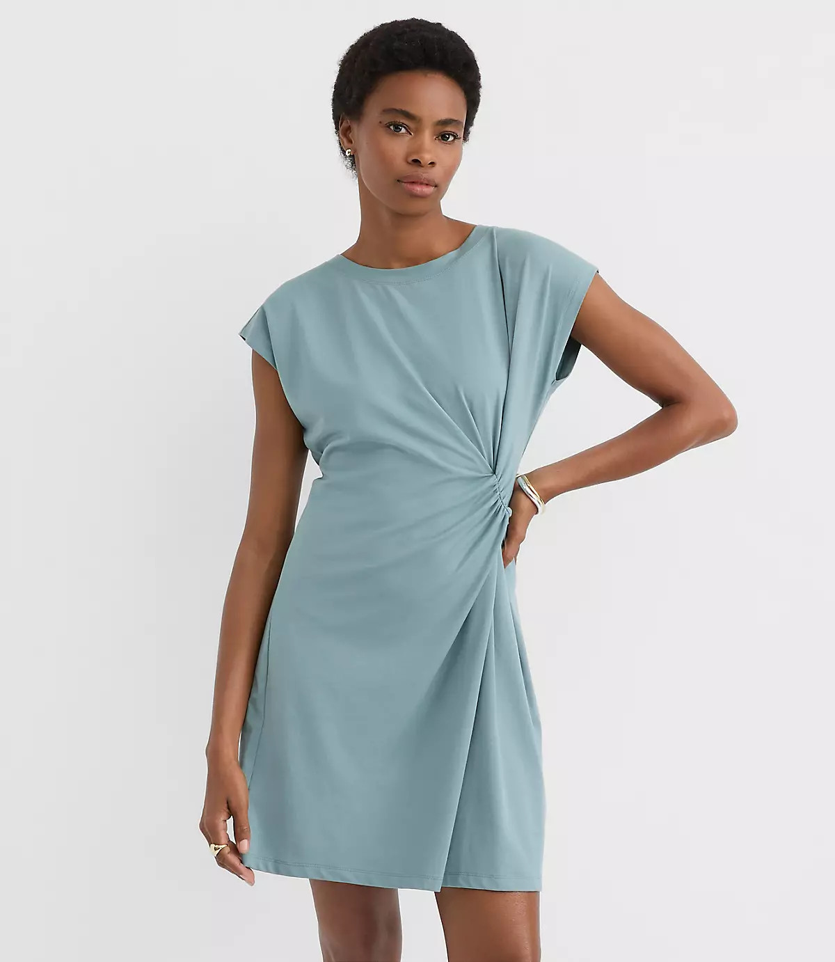 Side Twist Cap Sleeve Mini Dress | LOFT