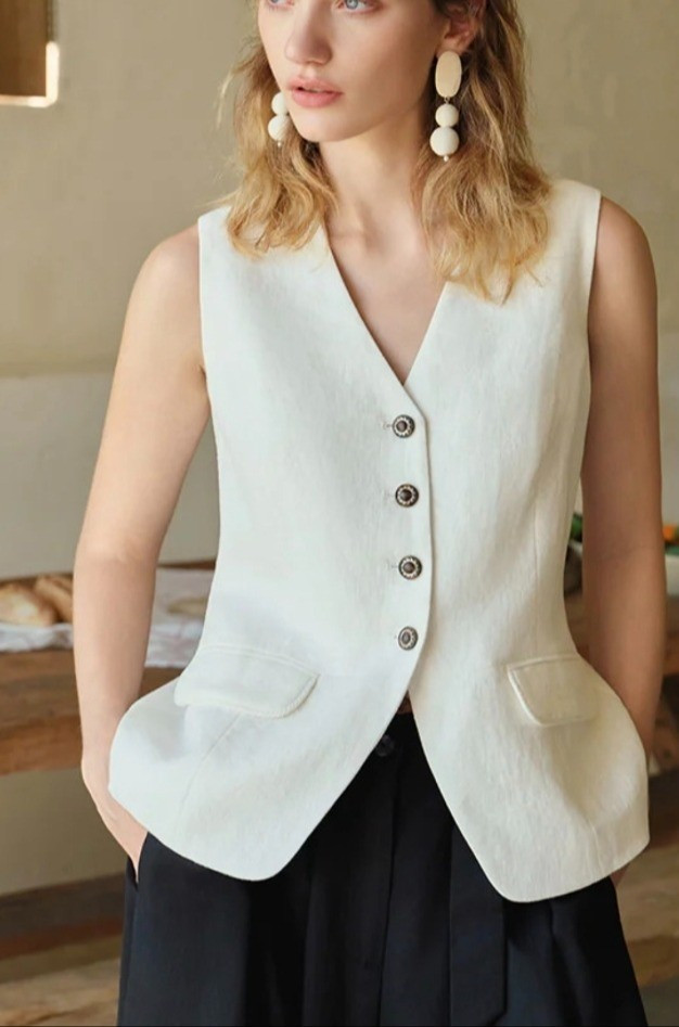 Ivory linen vest for petite women. Summer matching set

#LTKMidsize #LTKPetite