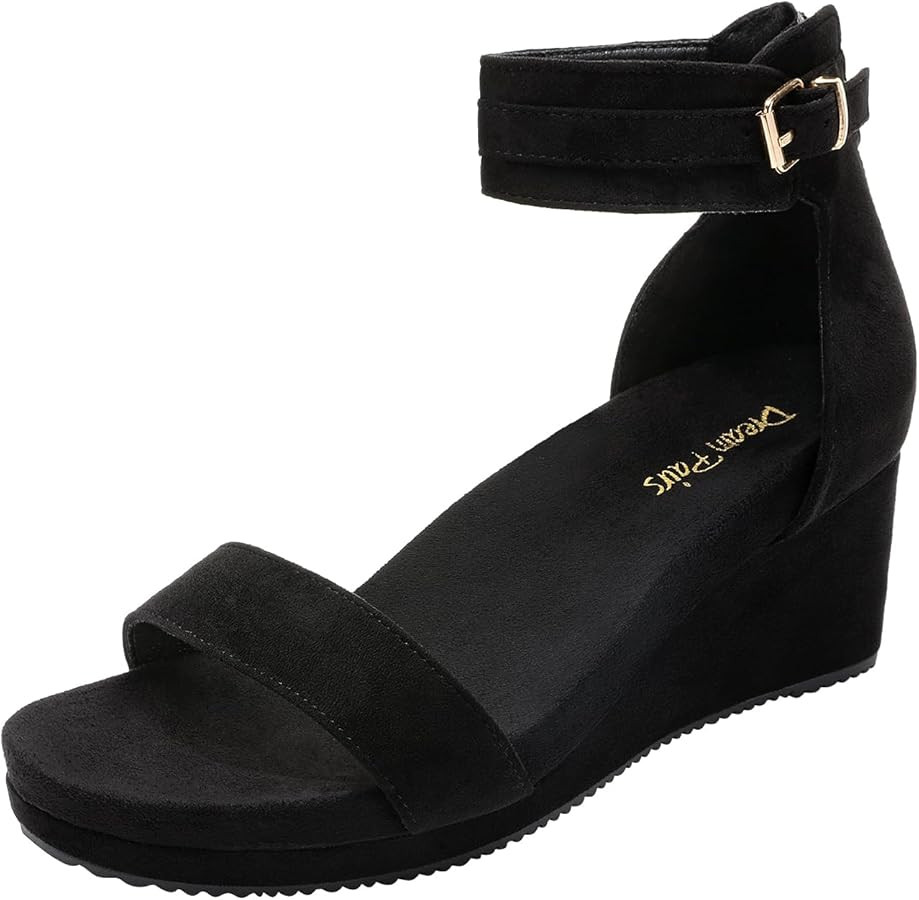 DREAM PAIRS Women's Open Toe Buckle Ankle Strap Platform Wedge Sandals Summer Shoes. | Amazon (US)