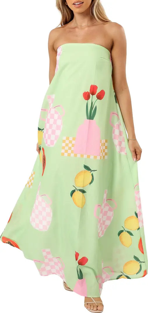 Piccolo Fruit Print Strapless Maxi Dress | Nordstrom