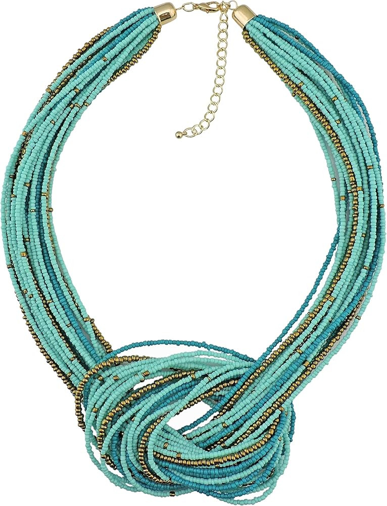 Bocar Statement Beaded Multilayer Chunky Bib Knot Necklace for Women (NK-10316) | Amazon (US)