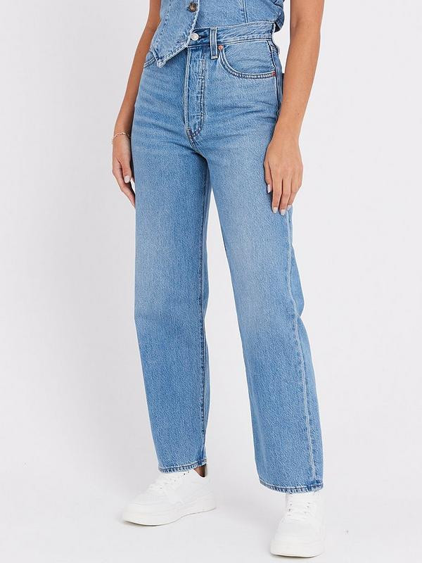 Levi's Ribcage Straight Leg Ankle Jeans - Light Indigo | Very (UK)