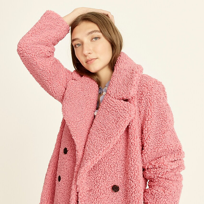 Double-breasted teddy sherpa topcoat | J. Crew US