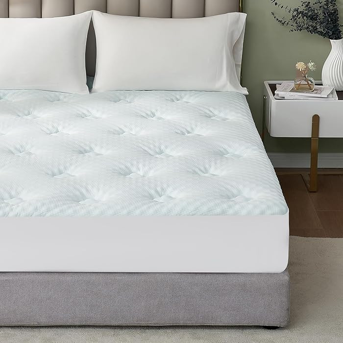 Hansleep Full Size Memory Foam Mattress Topper, White | Amazon (US)