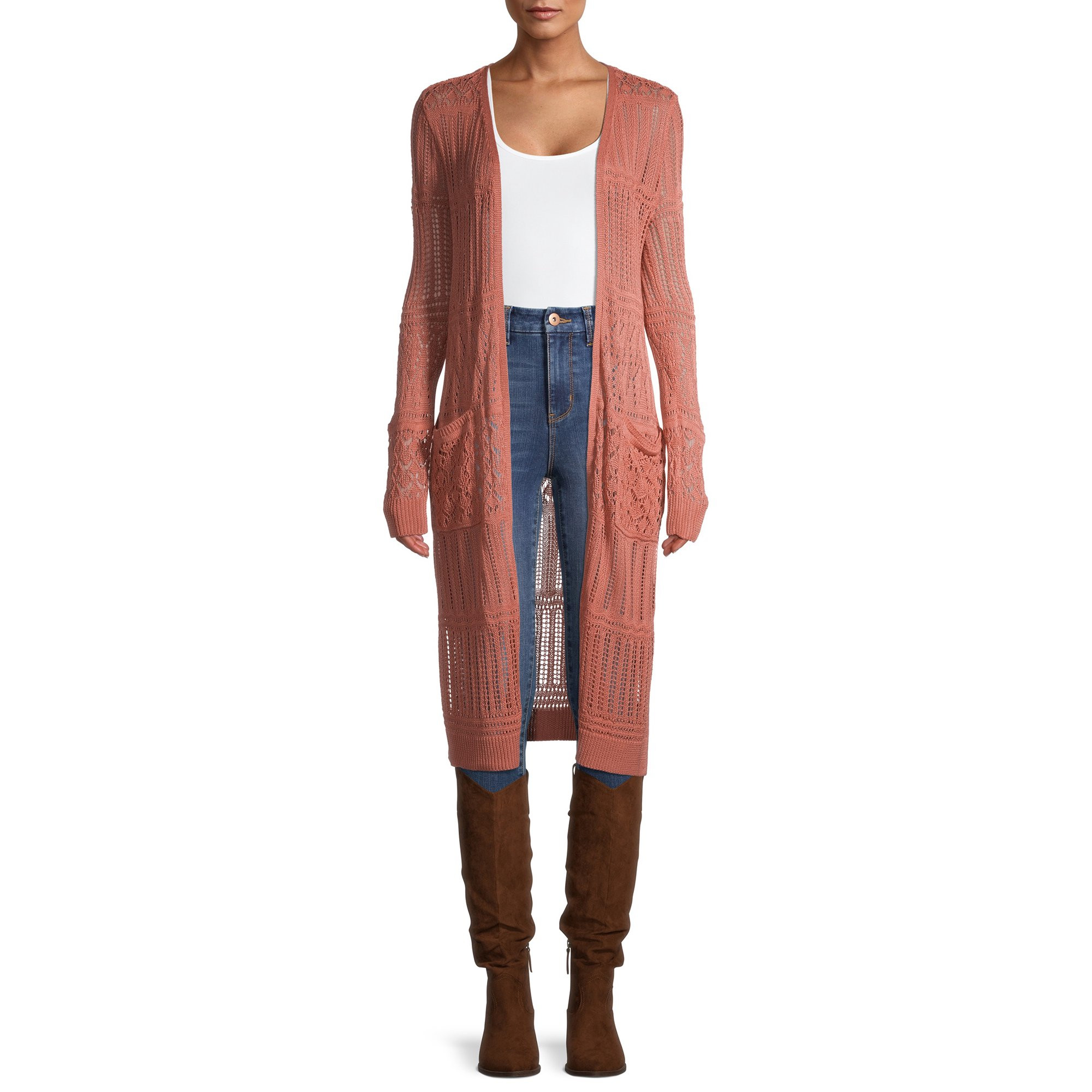 No Boundaries Juniors Mixed Stitch Cardigan | Walmart (US)