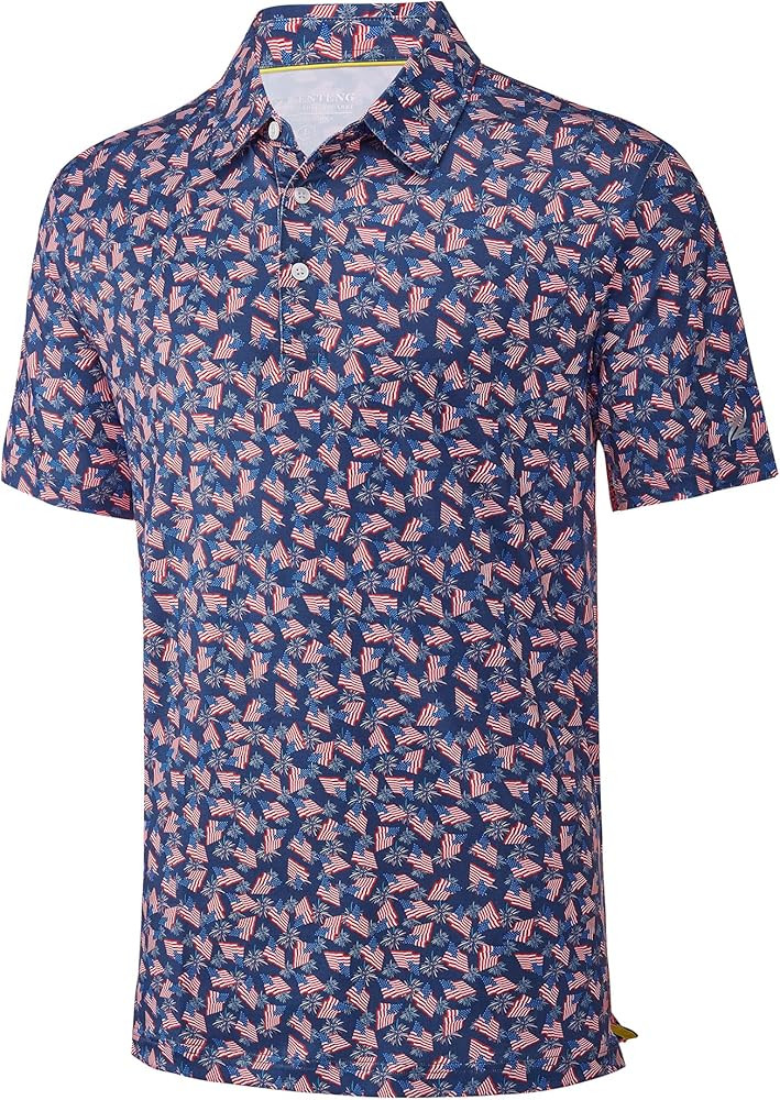 Mens Golf Shirt Short Sleeve Dry Fit Print Moisture Wicking Performance Patterns Collared Polo Sh... | Amazon (US)