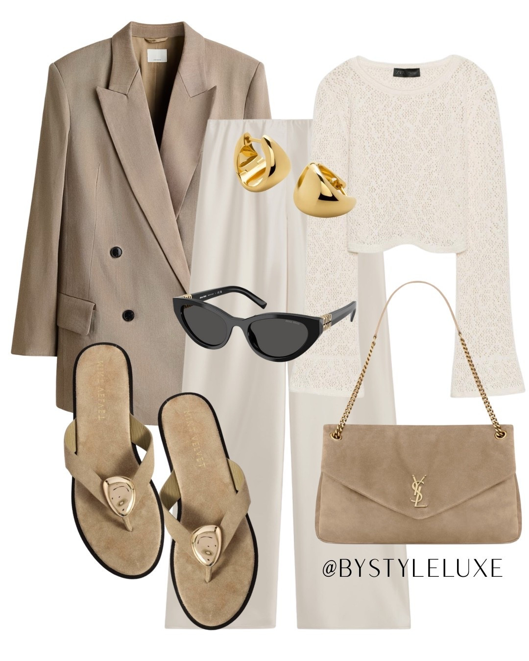 BLAZER LOOK - A neutral spring outfit with staple beige blazer, satin trousers and suede sandals

#blazer #satin #sandals

#LTKspring #LTKuk #LTKsummer