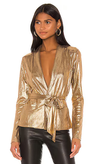 Desiray Tie Blazer in Gold | Revolve Clothing (Global)
