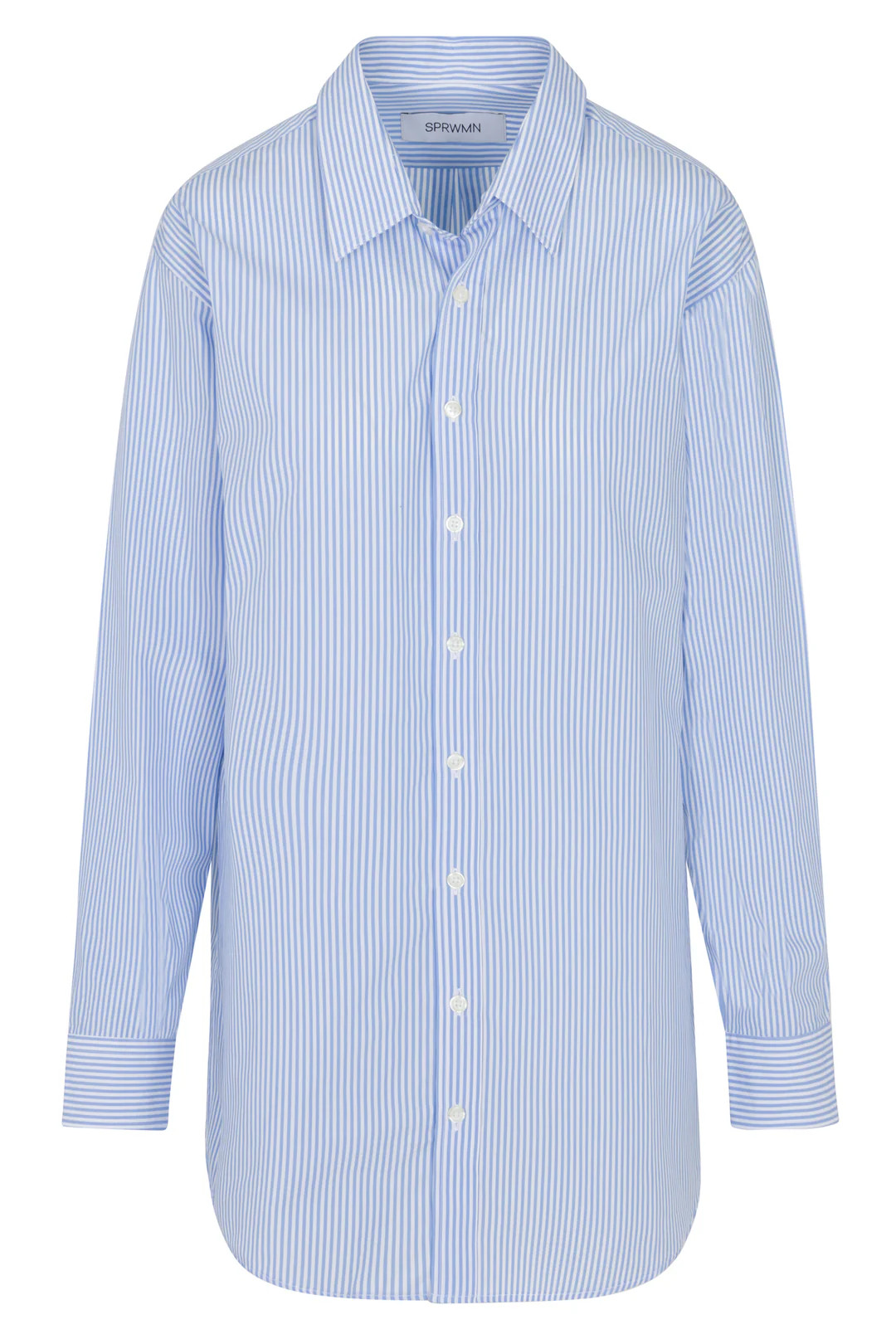 Baby Blue Striped Cotton Oversized Shirt | SPRWMN