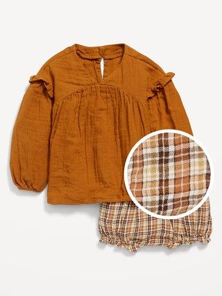 Long-Sleeve Plaid Top and Bloomers Set for Baby | Old Navy (US)