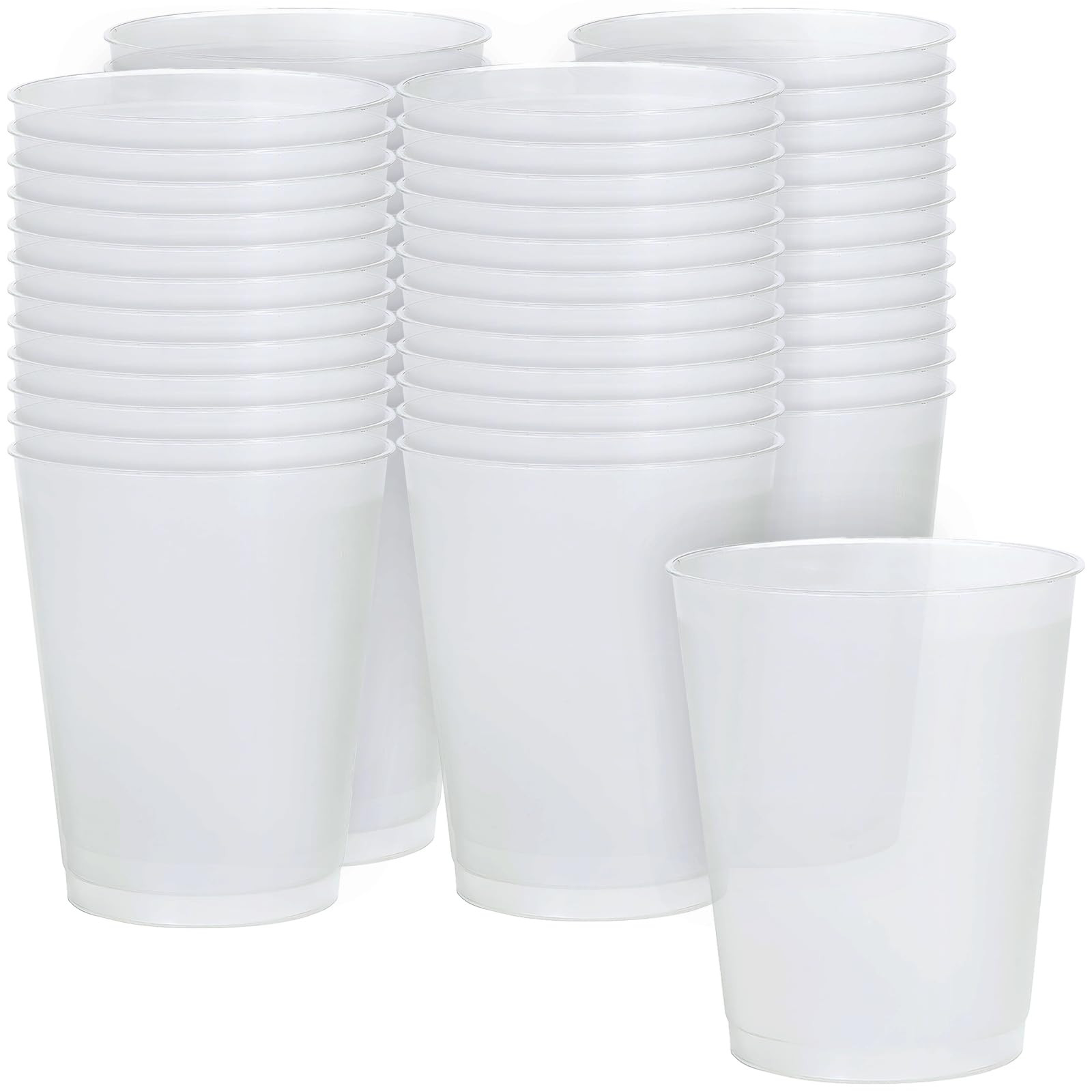 Fun Express 12 oz Frosted Plastic Cups 50 Pack - Heavy Duty Reusable Stadium Cups for Wedding Bir... | Amazon (US)