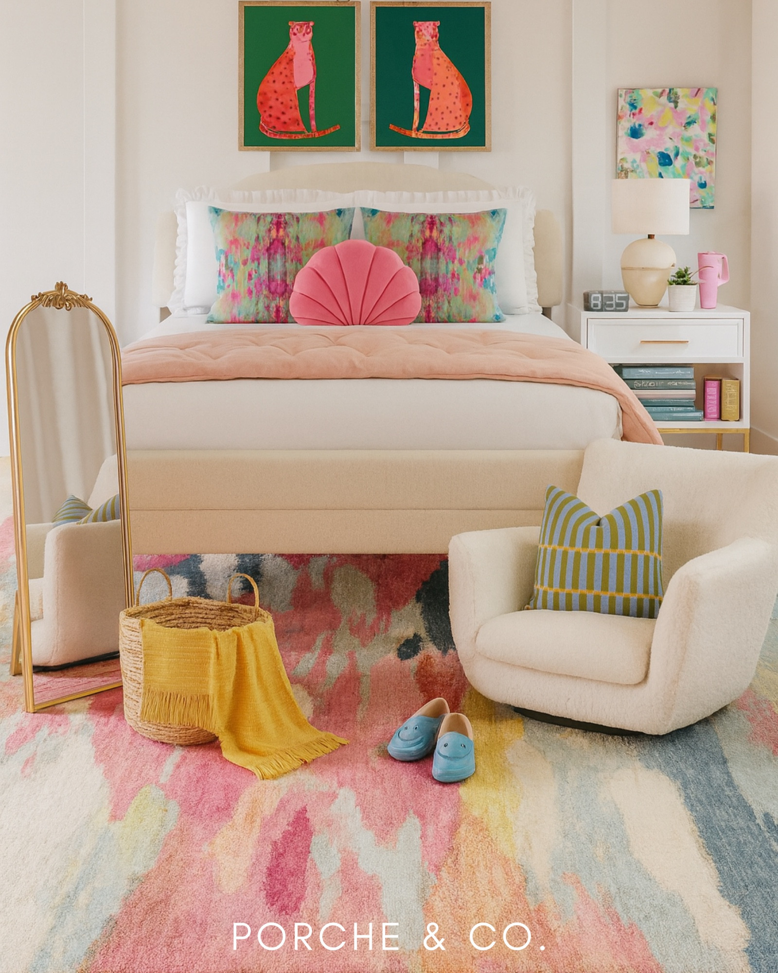2D vs 3D Bedroom Curated Collection 🎨✨
From vision to reality! Swipe to see the before & after of this playful Bedroom Curated Collection — a perfect mix of color, texture, and modern charm. 💕

We paired vibrant pink and teal artwork with bold patterned pillows, a scalloped velvet cushion, and a colorful abstract rug for a fun yet elevated look. The boucle swivel chair, gold floor mirror, and soft blush bedding tie everything together for a cozy, feminine retreat that feels both youthful and sophisticated. 🌸


#porcheandco #visionboard #moodboard #bedroomdesign #colorfuldecor #modernclassicstyle #girlsroom #femininebedroom #onlinedesigner #curatedcollection #interiordesign #homedecor #cozybedroom #porcheandcohomes

Do you want to bring our dreamy Modern Classic style interior design into your own home? 🏡 You’re in luck! Reserve our Online Interior Design packages today -> https://porcheandco.com/edesign ✨ We can’t wait to work with you & design your home with #porcheandco


#LTKHome #LTKStyleTip #LTKBeauty