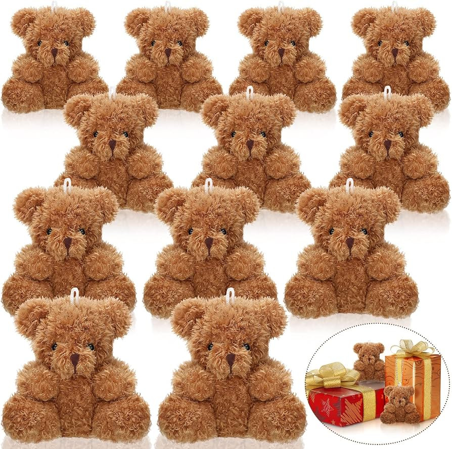 Sotiff 12 Pcs Mini Plush Bear Bulk, 4 Inch, Brown | Amazon (US)