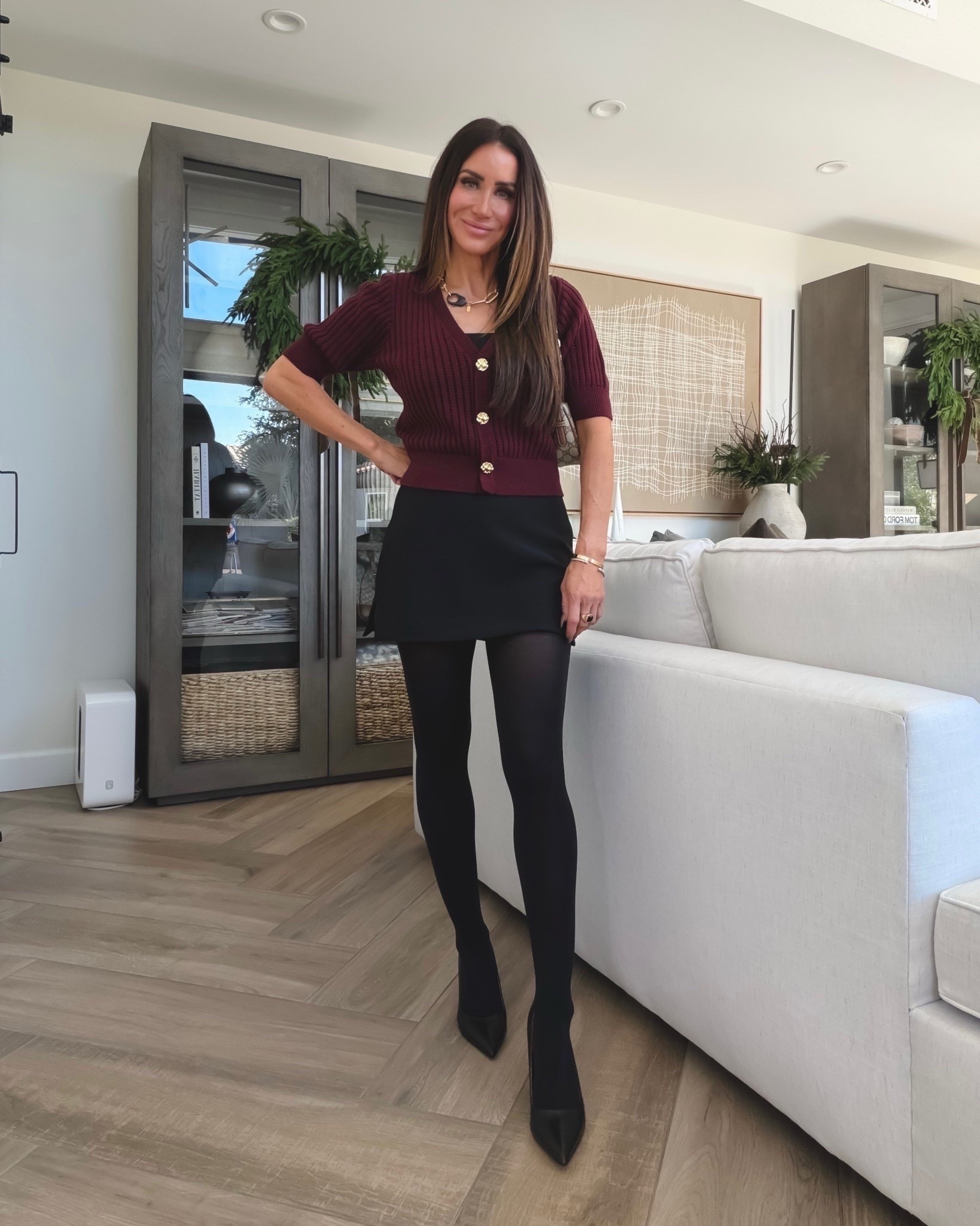 Party outfits, nights out, what to wear 
Erin Fader code to save: KIM15
Tights Sz 1
Black closed toe heels true to size 
Burgundy cardi sz small
Black skort sz 4
Express outfit ideas 

#LTKU #LTKOver40 #LTKSeasonal