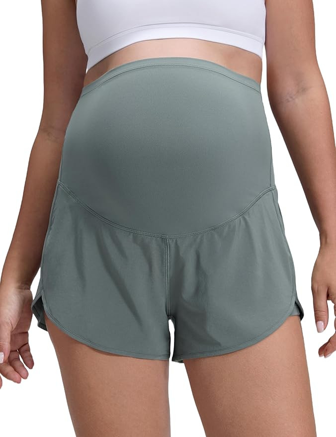 CRZ YOGA Lightweight Maternity Dolphin Workout Shorts 3'' - Soft Athletic Running Casual Womens P... | Amazon (US)