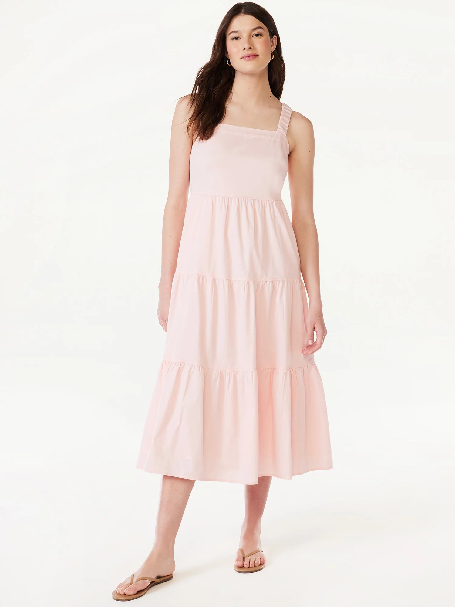 Free Assembly Women's Sleeveless Square Neck Maxi Dress with Elastic Straps, Sizes XS-XXXL | Walmart (US)