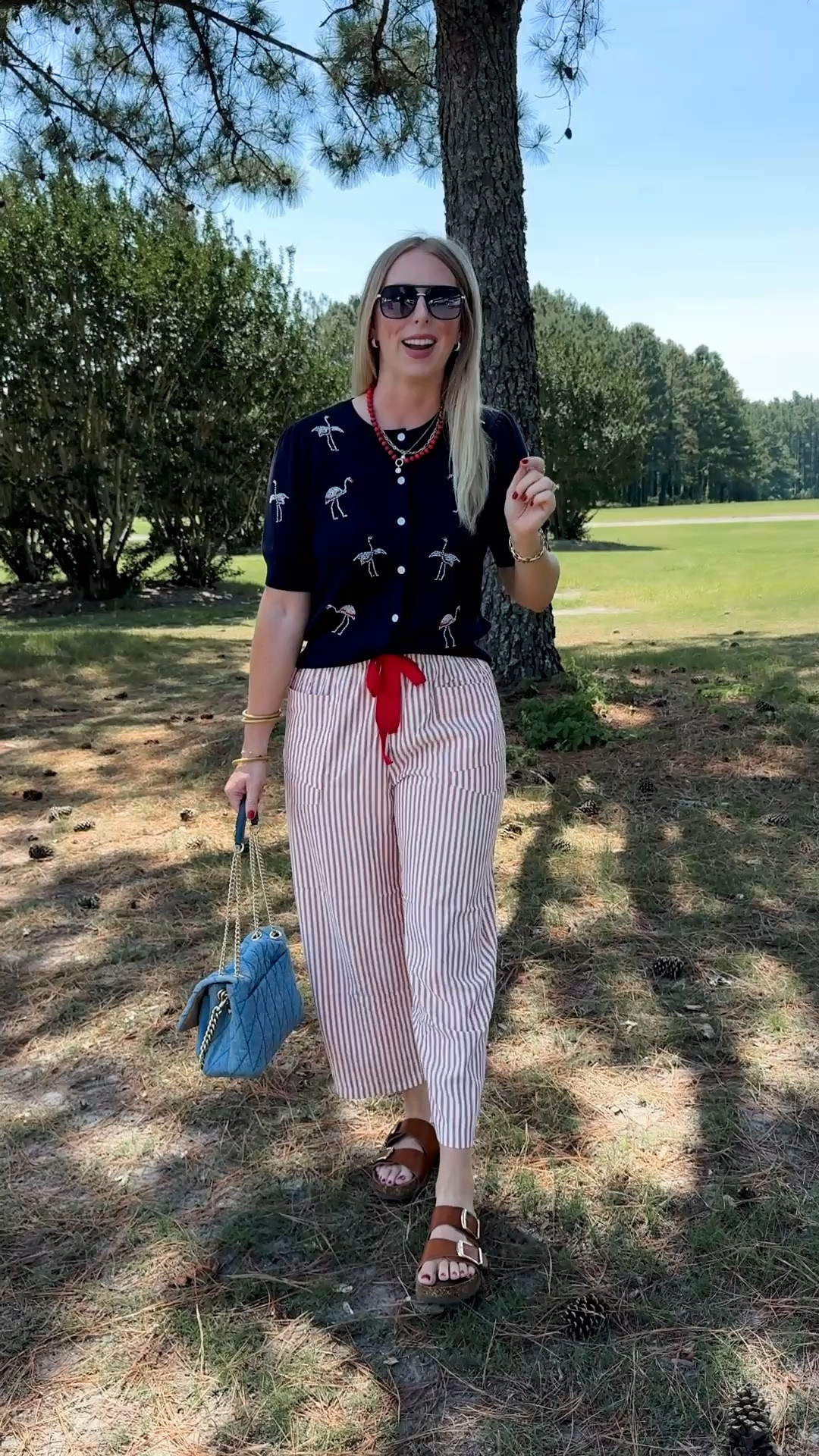 Walmart style, Amazon fashion, coach bag, time and tru, free assembly, flamingo cardigan, striped pants

#LTKootd #LTKmomlife