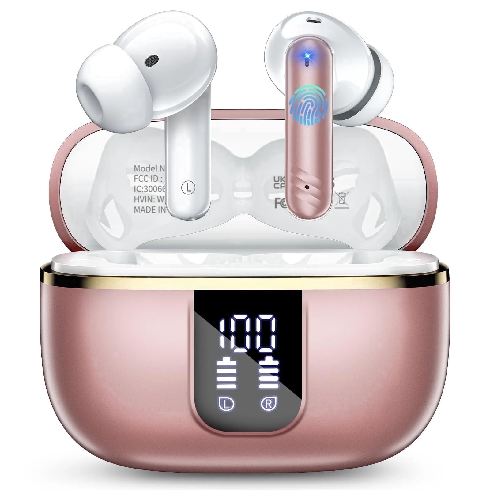 Wireless Noise Cancelling Earbuds Bluetooth 5.4 Headphones with Mic Deep Bass Stereo, 38H Playtim... | Walmart (US)
