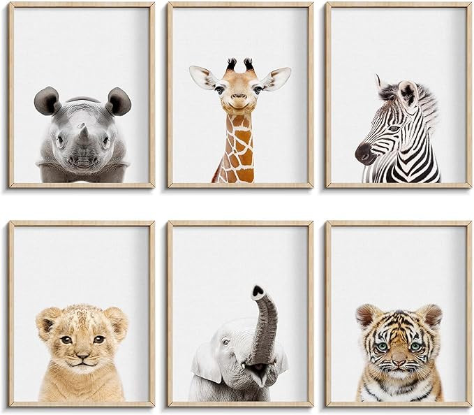 Nursery Baby Room Wall Art Decor, Jungle Nursery Baby Animal of Rhino Giraffe Zebra Decorations, ... | Amazon (US)