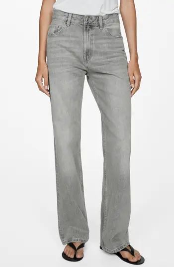 MANGO Mid Rise Relaxed Straight Leg Jeans | Nordstrom | Grey Jeans Outfits | Mango Outfits  | Nordstrom