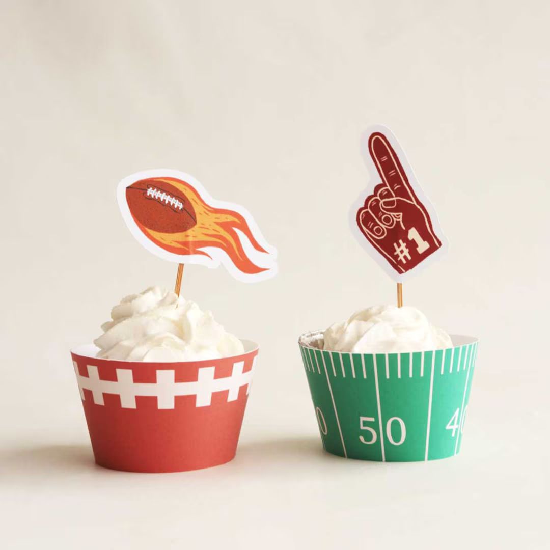 DIY Football Cupcake Kit Printable Football Cupcake Toppers Football Cupcake Wrapper Football Cup... | Etsy (US)