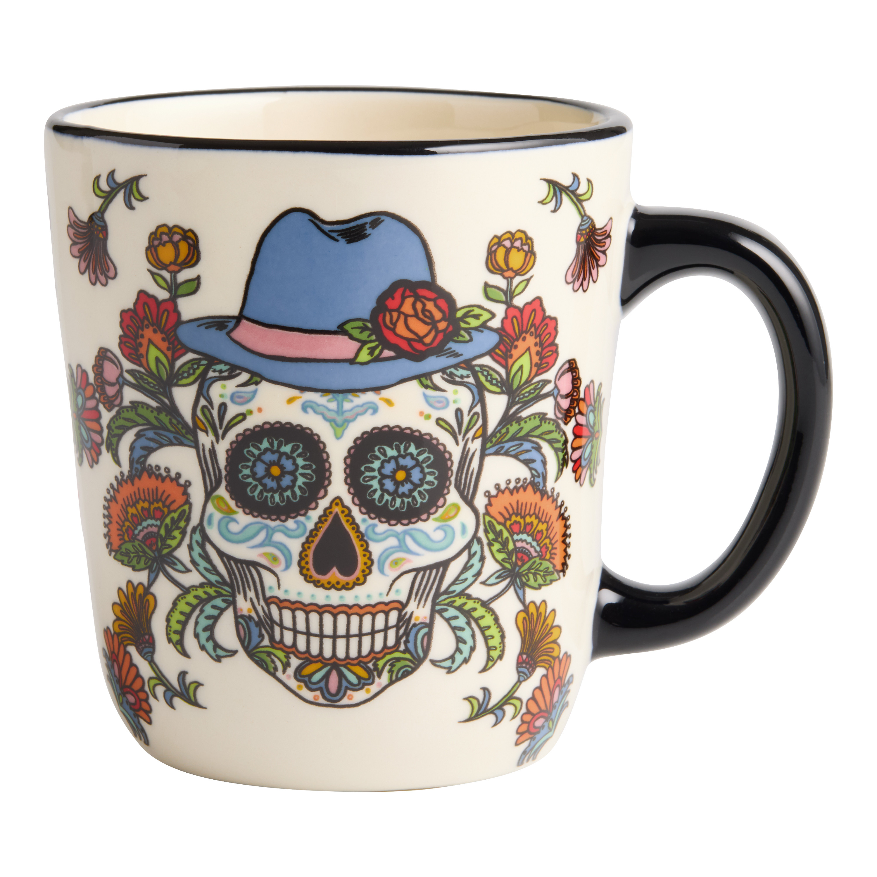 Multicolor Sugar Skull Hand Painted Ceramic Mug | World Market