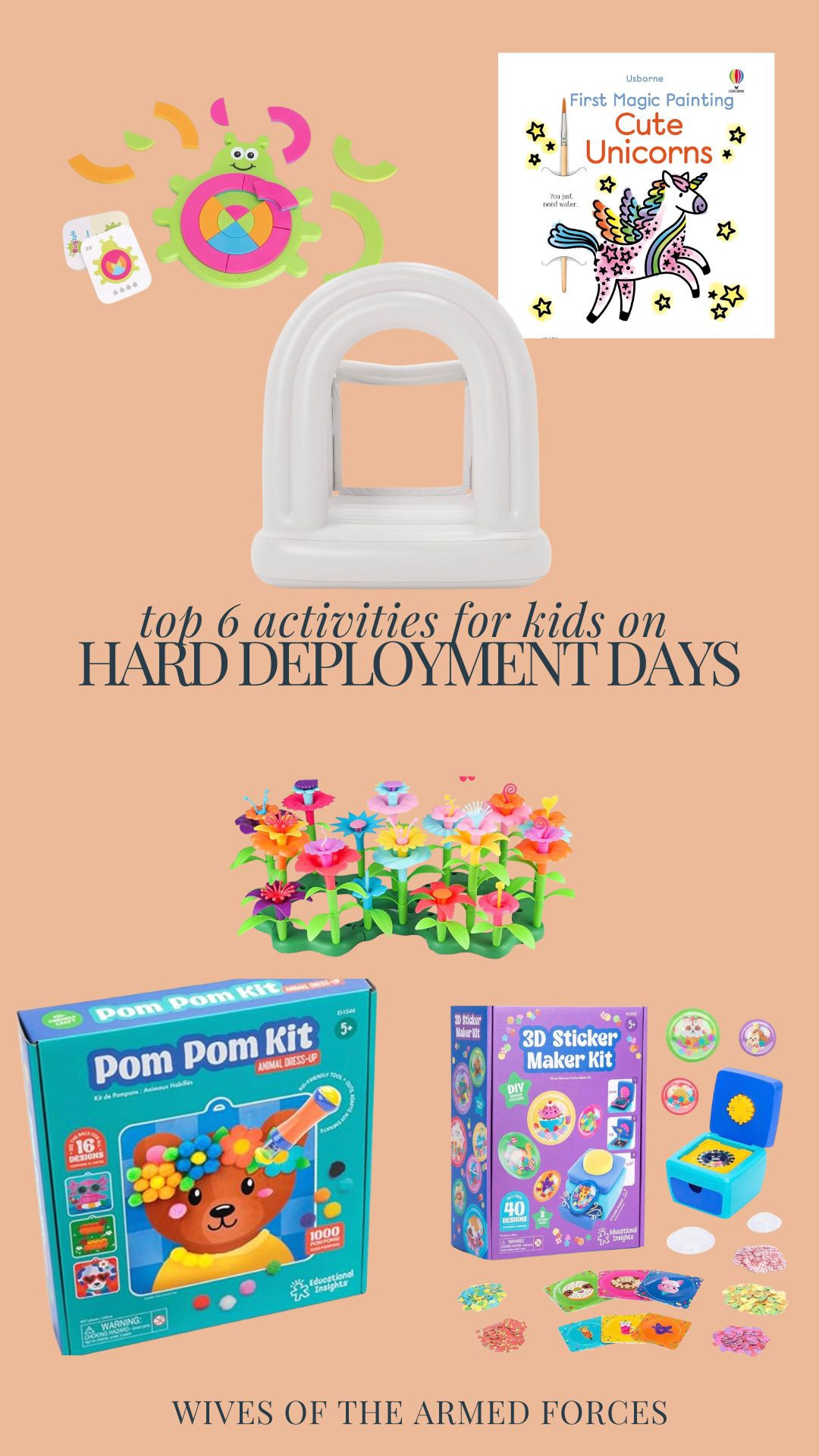 Parenting while your spouse is deployed is hard and sometimes you need to pull out some activities to keep the kids busy while you take a breath. Here are some of our top favorites. You are doing great!  

 #LTKmomlife