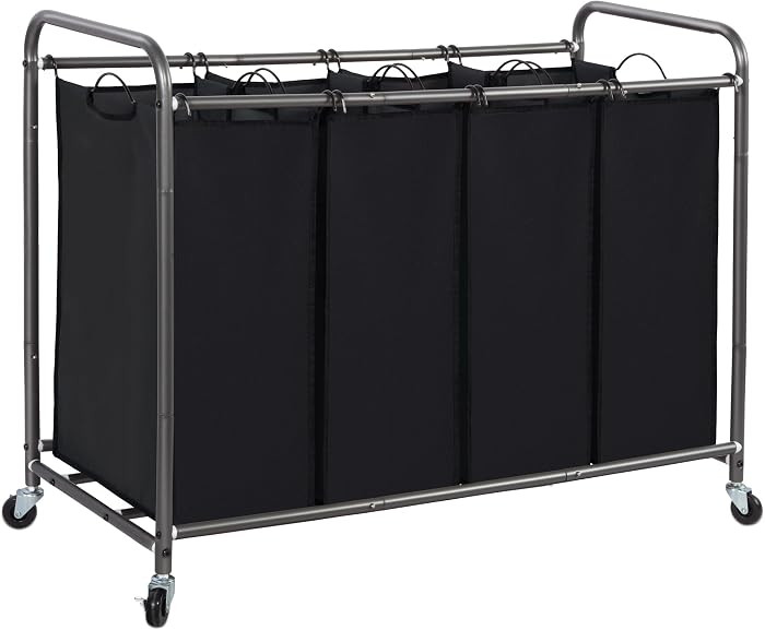 STORAGE MANIAC Laundry Sorter 4 Section, 47.5 Gal (180 L) Laundry Hamper with Wheels, Clothes Div... | Amazon (US)