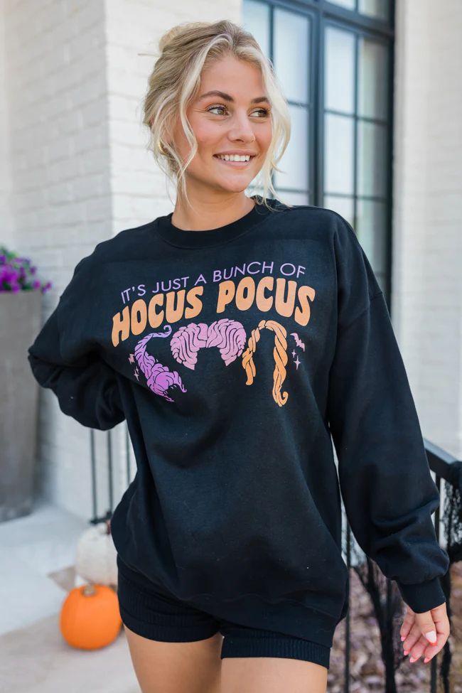 Hocus Pocus Trio Black Oversized Graphic Sweatshirt | Pink Lily